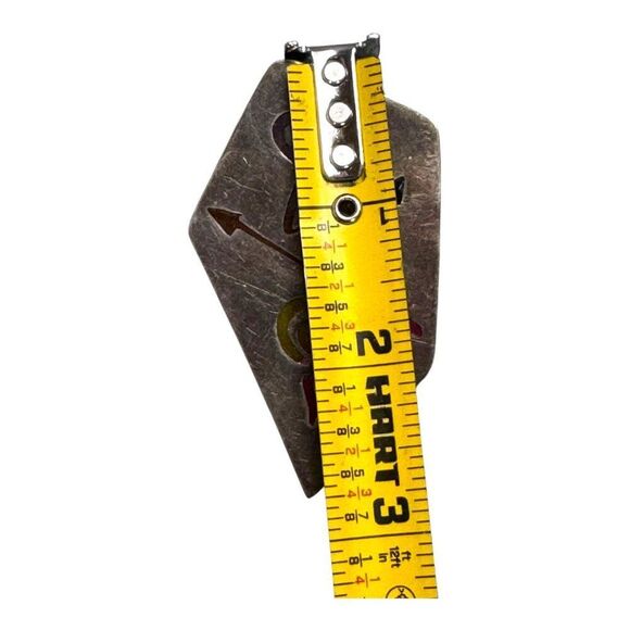 1970 Signed Dominguez Mexican Taxco Sterling Inlaid Feather Resin Brooch Pendant - Picture 6 of 6